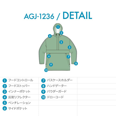 【10月上旬発送予定】 ASHGREEM アッシュグリーム スノーボードウェア ショルダーパイピングプルオーバー AGJ-1236